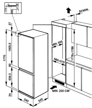 Schema combinato da incasso Smeg 177 cm.