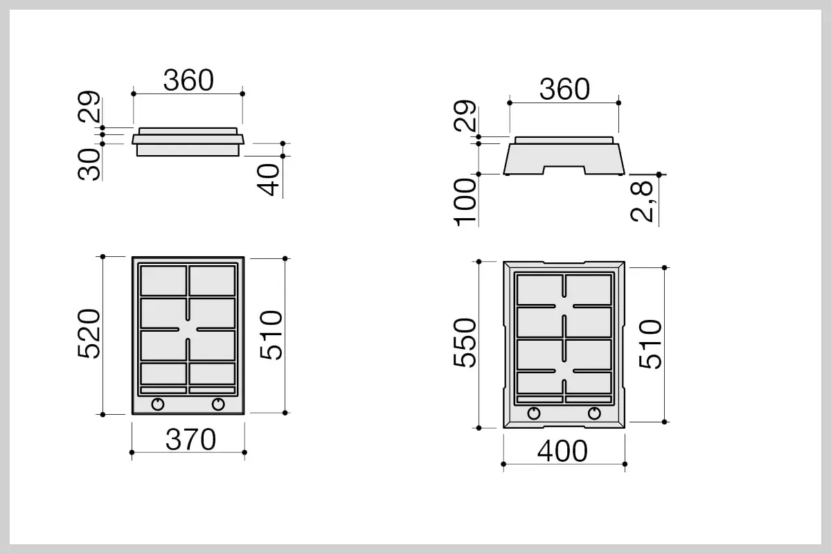 altre misure piano cottura da 40 cm
