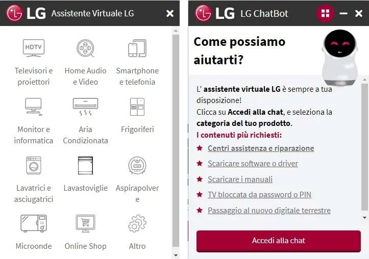 Chat assistenza lg