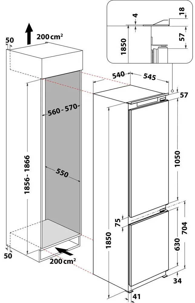 combinato da incasso hotpoint 185cm