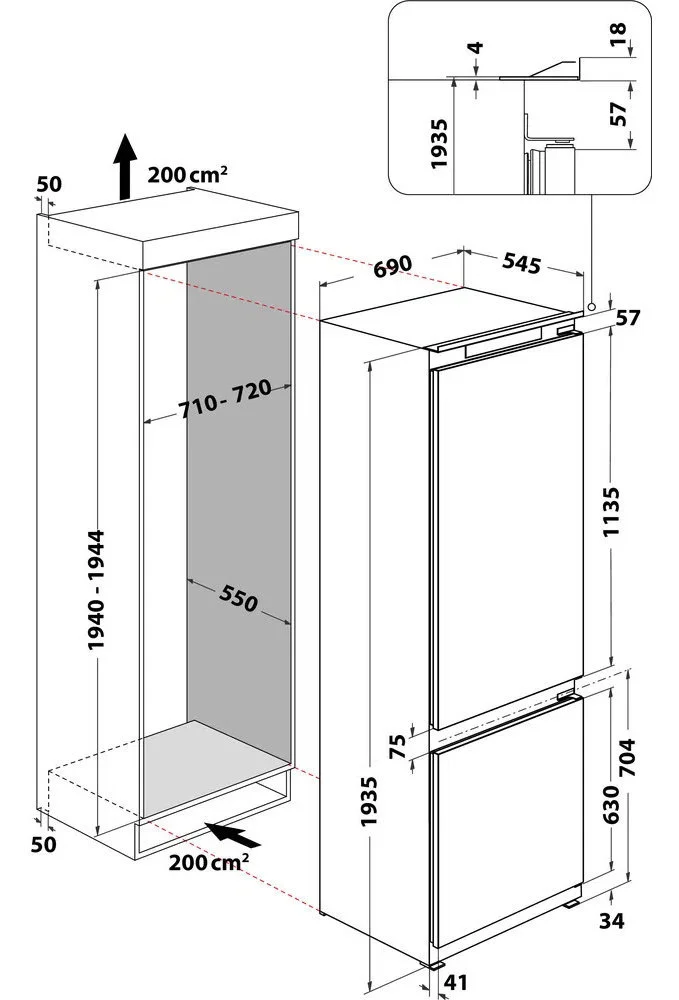 combinato da incasso hotpoint largo 69 cm