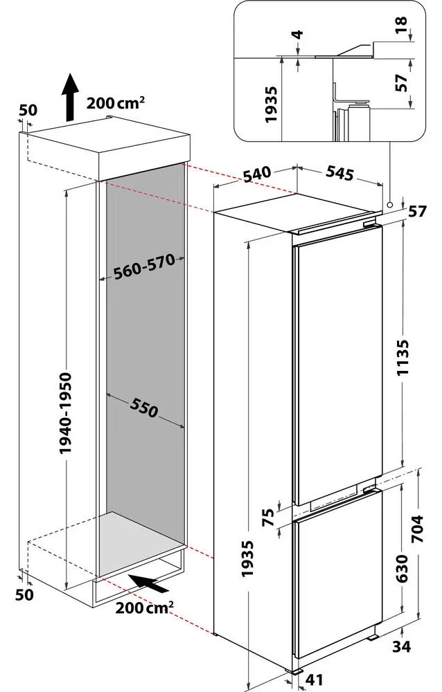 combinato da incasso whirlpool 193 cm