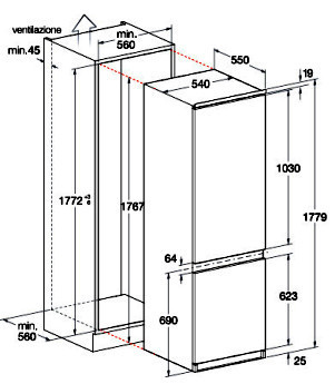 Schema combinato da incasso Ariston Hotpoint da 177,9 cm.