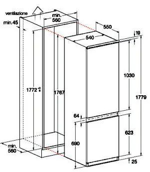 schema combinato da incasso Ariston Hotpoint da 177,9 cm