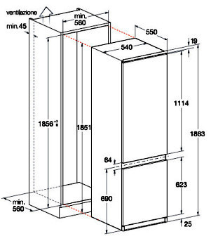 Schema combinato da incasso Ariston Hotpoint da 188,3 cm.