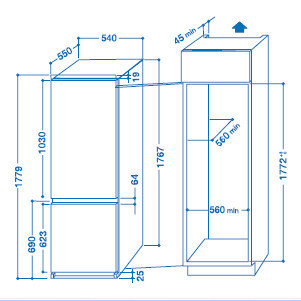 Schema combinato da incasso Indesit da 177,9 cm.