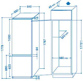 schema combinato da incasso Indesit da 177,9 cm