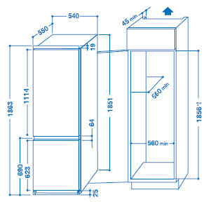 Schema combinato da incasso Indesit da 177,9 cm.