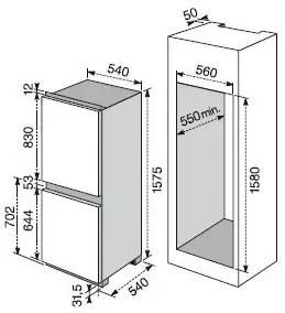 Schema combinato da incasso Rex Electrolux da 157,5 cm