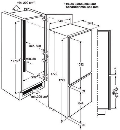 Schema combinato da incasso Rex Electrolux da 177,2 cm.