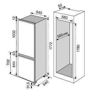 Schema combinato da incasso Rex Electrolux da 177,2 cm.