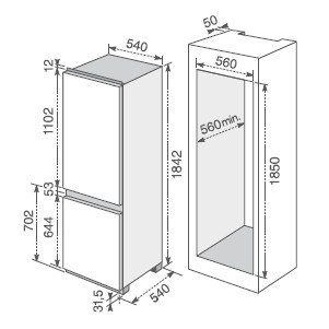 Schema combinato da incasso Rex Electrolux da 184,2 cm.