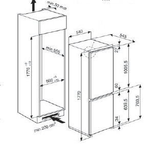 Schema combinato da incasso Whirlpool 177,6 cm.