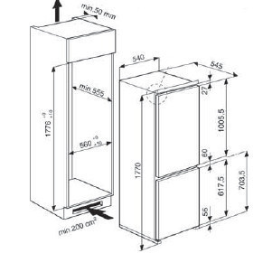 Schema combinato da incasso Whirlpool 177,6 cm.