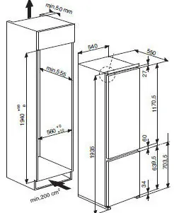 Schema combinato da incasso Whirlpool 193,5 cm