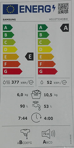 energy label lavasciuga.