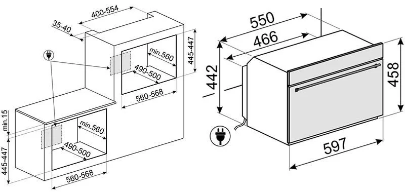 dimensioni forno da incasso 45 cm