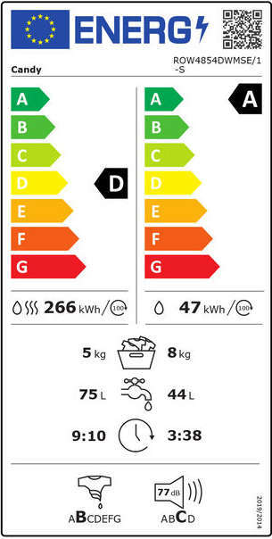 nuova energy label lavasciuga ROW4854DWMSE