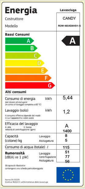 vecchia energy label lavasciuga ROW4854DWMSE