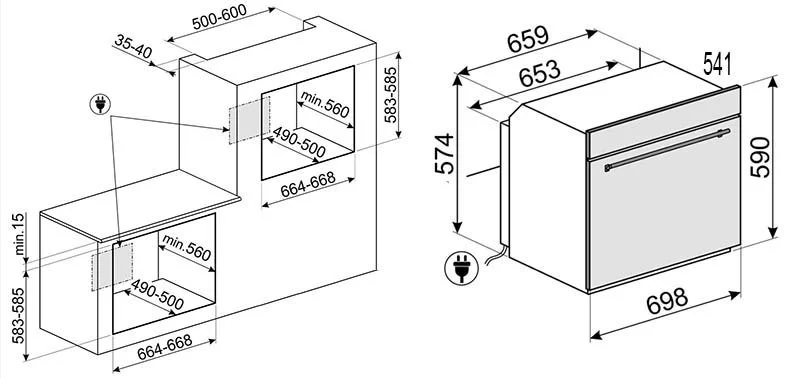 forno ad incasso misure 70 cm