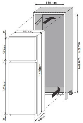 frigorifero doppia porta dimensioni 240 litri hoover