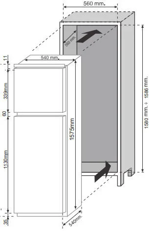 frigorifero doppia porta dimensioni 260 litri hoover