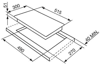 Schema incasso piano induzione.