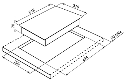 Schema incasso piano induzione.