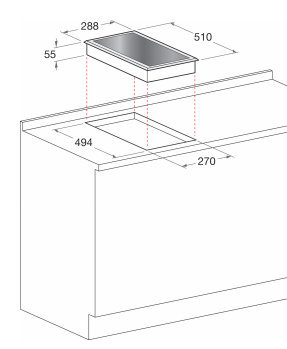 Schema incasso piano induzione.