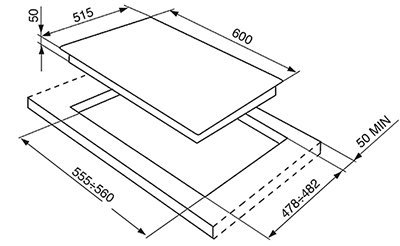 Schema incasso piano induzione.