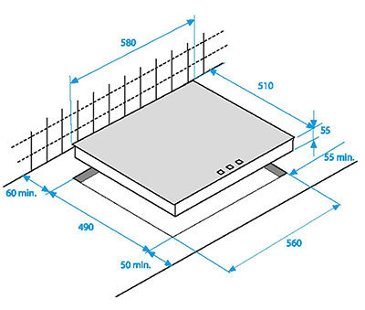 Schema incasso piano induzione.