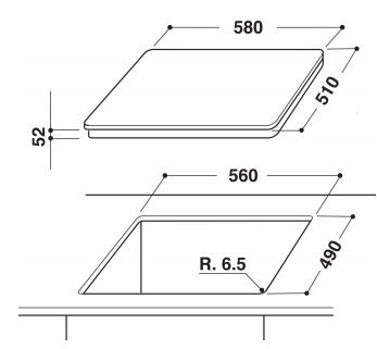 Schema incasso piano induzione.