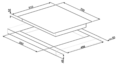 Schema incasso piano induzione.