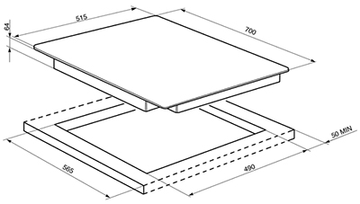 Schema incasso piano induzione.