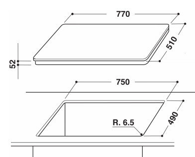 Schema incasso piano induzione.