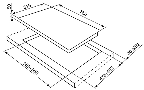 Schema incasso piano induzione.