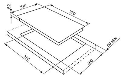 Schema incasso piano induzione.