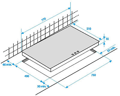 Schema incasso piano induzione.