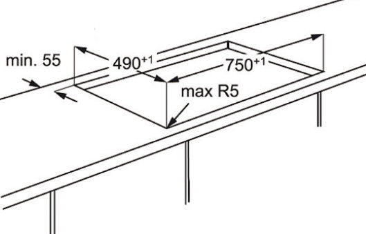 Schema incasso piano induzione.