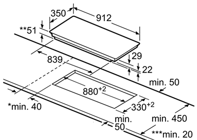 Schema incasso piano induzione.
