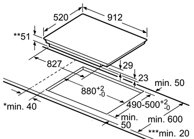 Schema incasso piano induzione.