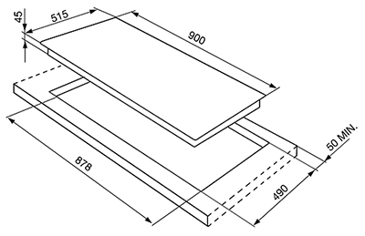 Schema incasso piano induzione.