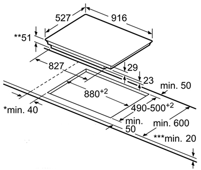 Schema incasso piano induzione.