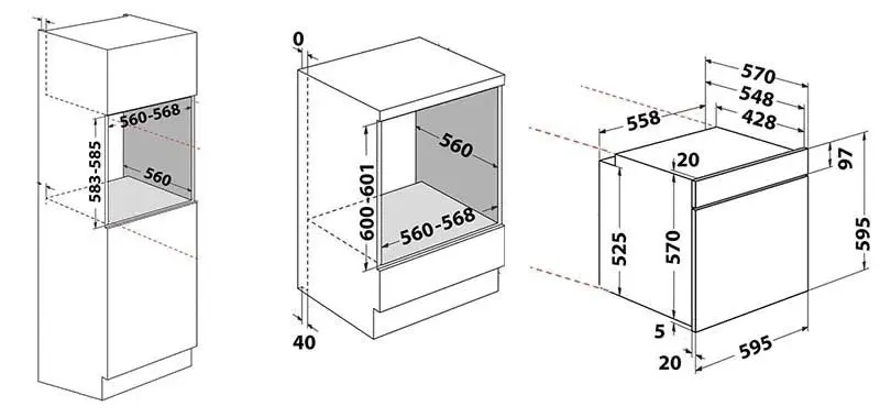 misure forno da incasso 60 cm