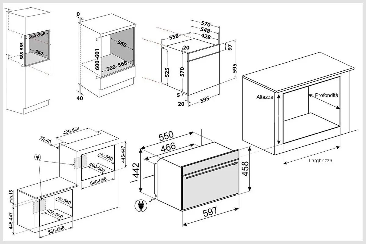 misure forno da incasso