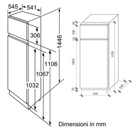 Misure frigorifero incasso.