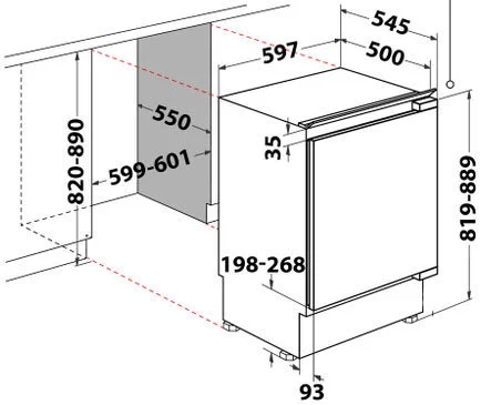 misure frigorifero sottotavolo incasso hotpoint 126 litri