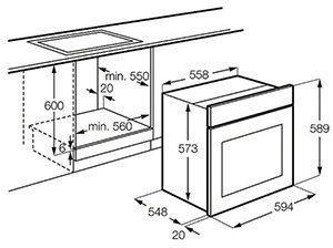 Misure incasso forno Vaporex.