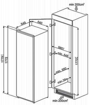 Schema combinato da incasso Smeg 177 cm.