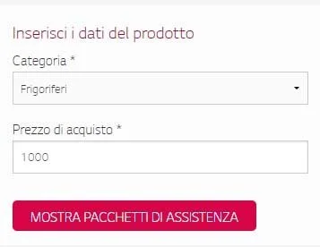 Modulo selezione elettrodomestico garanzia lg